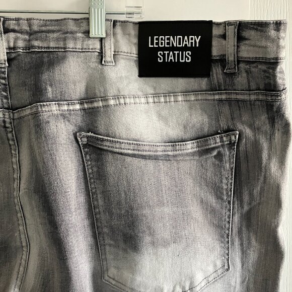 Legendary Status Grey Distressed Size 46 Demin Paint Splatter Shorts Grunge Goth - Picture 9 of 12